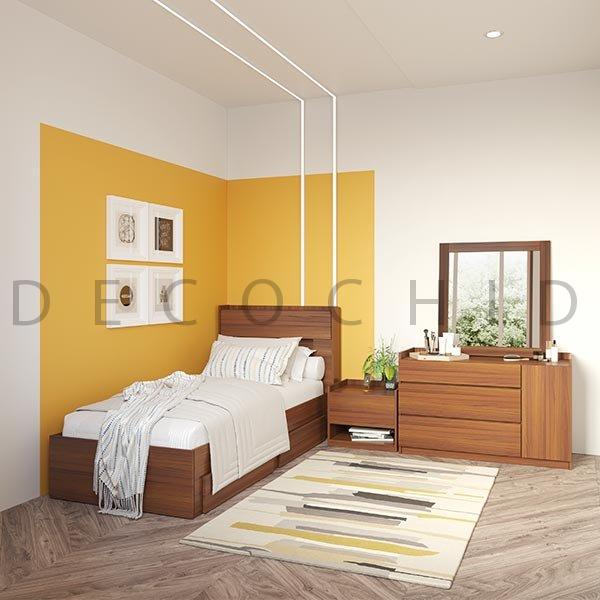 تخت خواب دکوچید مدل آدونیس یک و نیم نفره کشودار عرض 120