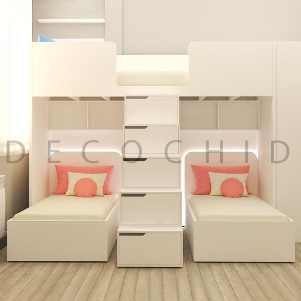 تخت خواب دو طبقه دکوچید مدل D.1106 سه نفره - تصویر 2