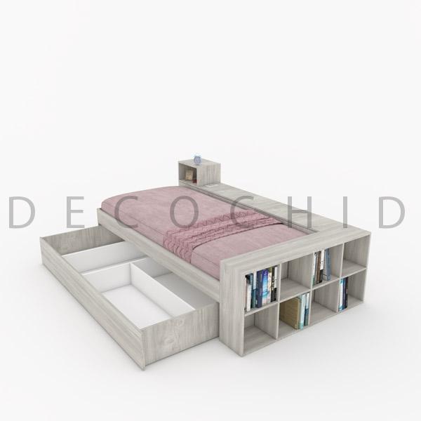 تخت خواب یک نفره دکوچید مدل برنا کشودار - تصویر 3