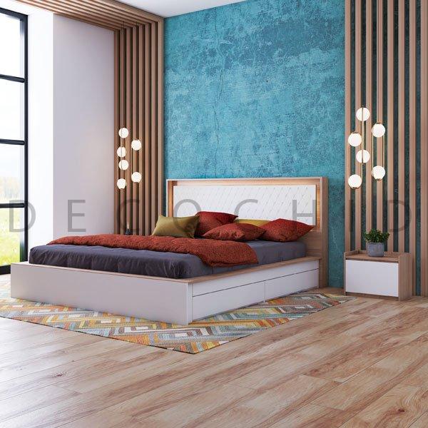 تخت خواب دو نفره دکوچید مدل دیانا کشودار عرض 140