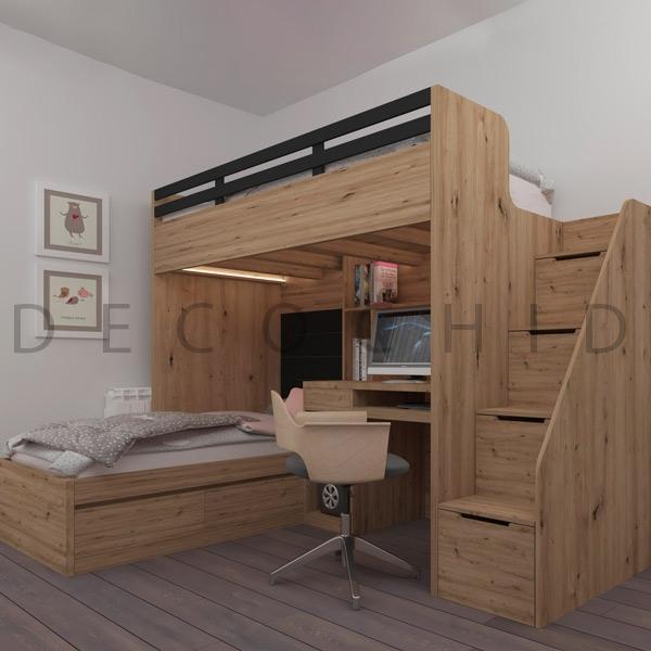 تخت دو طبقه دکوچید مدل D.1070 - تصویر 4