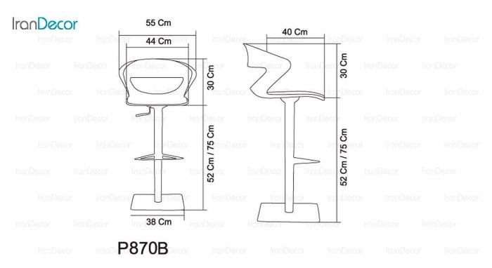 صندلی کانتر صنایع نظری مدل P870B جکدار - تصویر 2