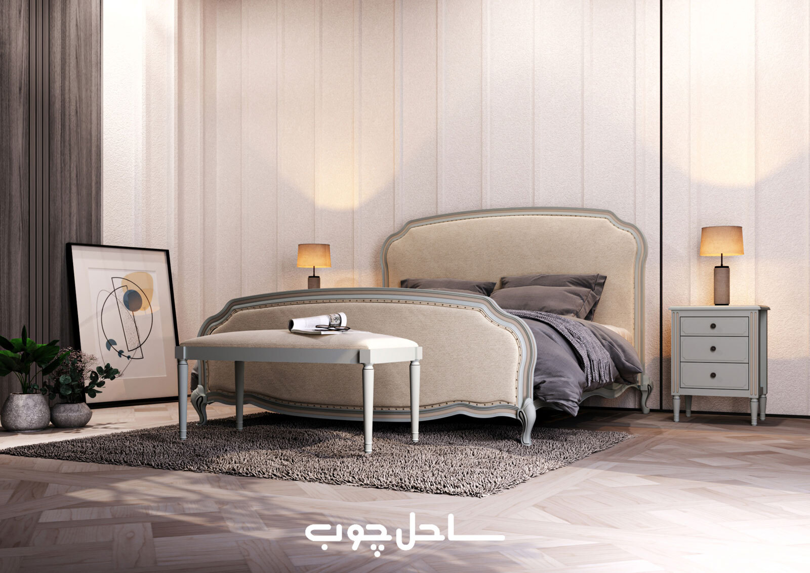 سرویس خواب دو نفره ساحل چوب مدل ویولت - تصویر 2
