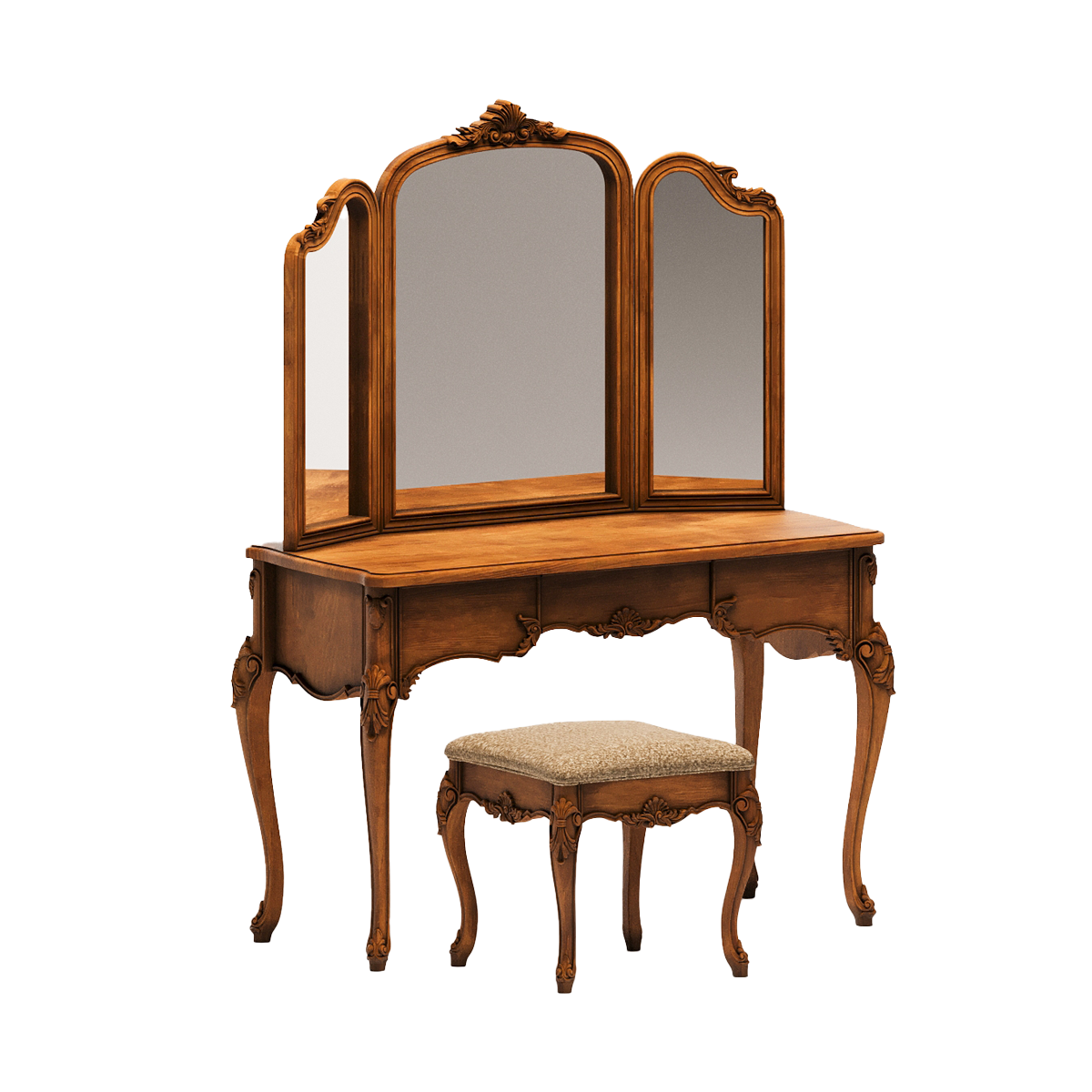 میز آرایش ساحل چوب مدل ژولیت آینه سه لت - تصویر 2