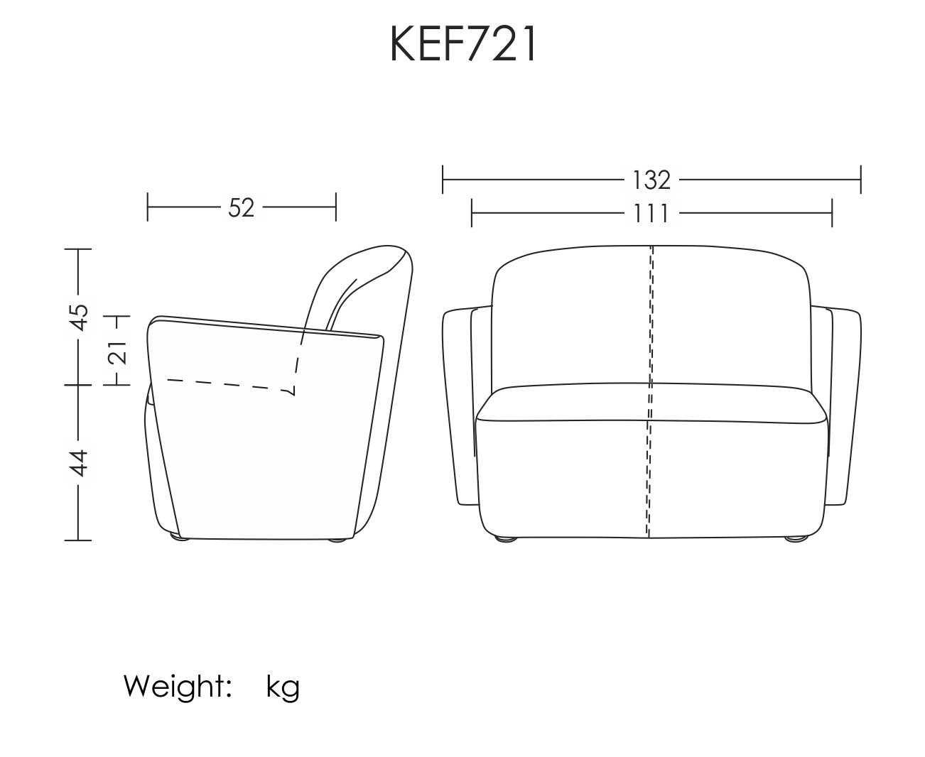 مبل دونفره آرتمن مدل KEF-721 - تصویر 2