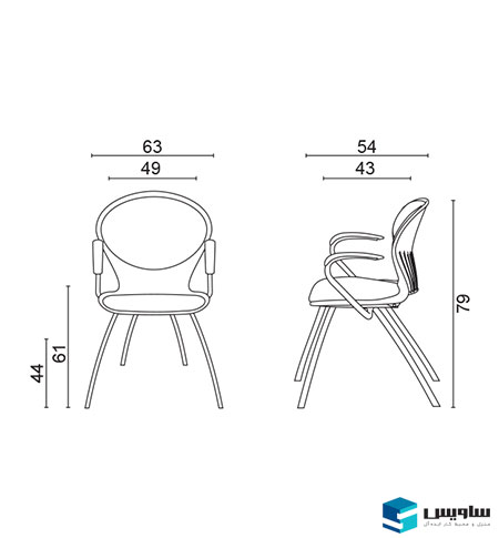 صندلی چهار پایه داتیس مدل SR325 - تصویر 2