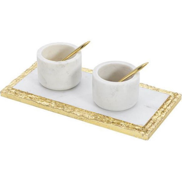 ست جا شکری دوان مدل MARBLE 5 تکه رنگ سفید/طلایی 673111 - تصویر 2