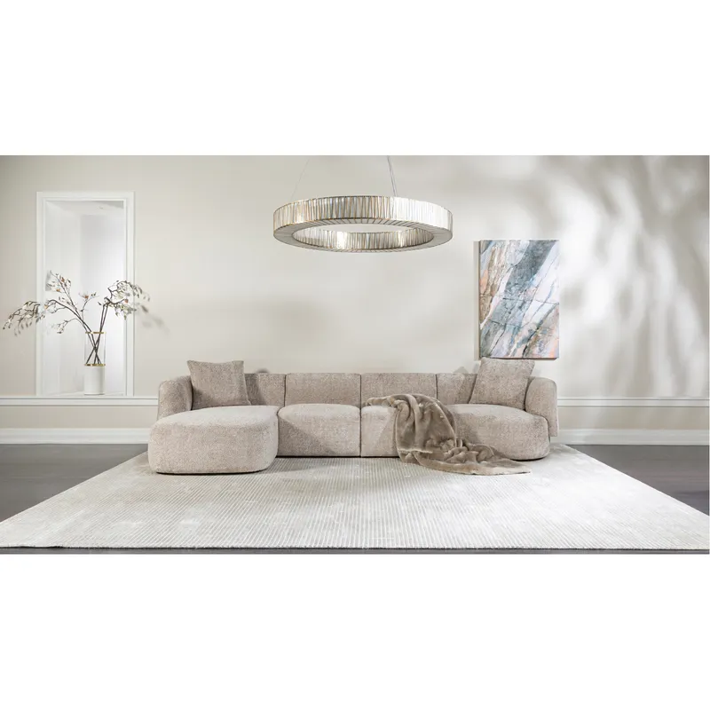 مبل تک نفره دوان مدل SYDNEY مدولار راست گرد رنگ قهوه ای خاکستری 684619 - تصویر 3