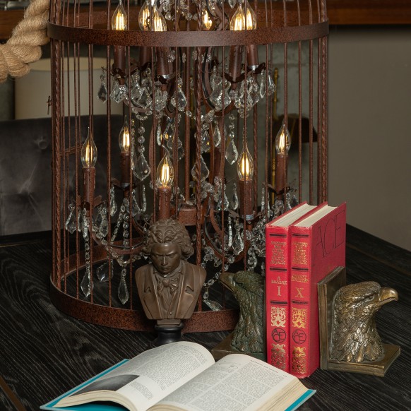 لوستر قفس دوان مدل CAGE رنگ مشکی اندازه d65cm کد 572217 - تصویر 7