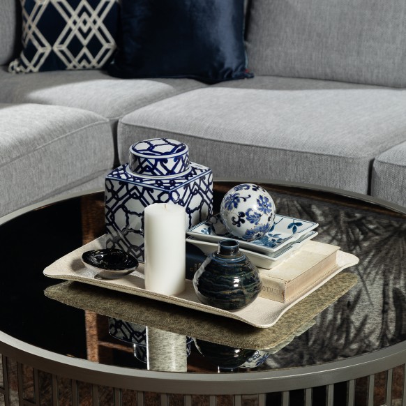 بشقاب دکوری دوان مدل CARL رنگ آبی اندازه 20×16 کد 667742 - تصویر 3