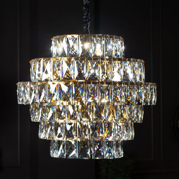 لوستر کریستال دوان مدل PRINCESS رنگ شفاف/برنجی قطر d80cm کد 663892 - تصویر 2