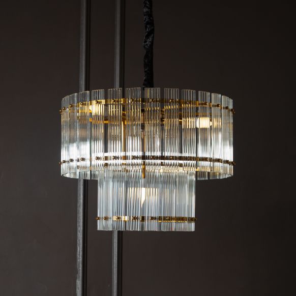 لوستر کریستال دوان مدل BRIGHT رنگ شفاف/برنجی d88cm کد 663878 - تصویر 2
